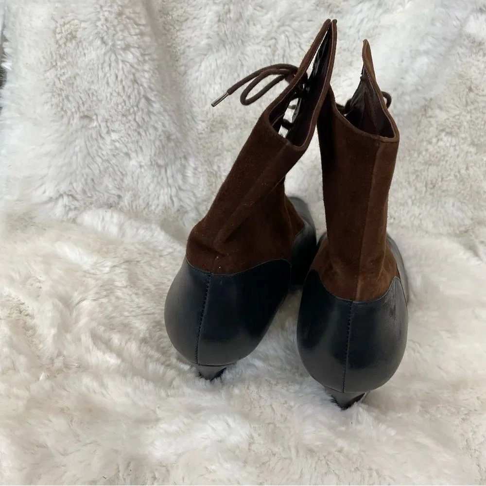 Vintage Nine West suede leather Victorian granny witchy lace up booties 8.5